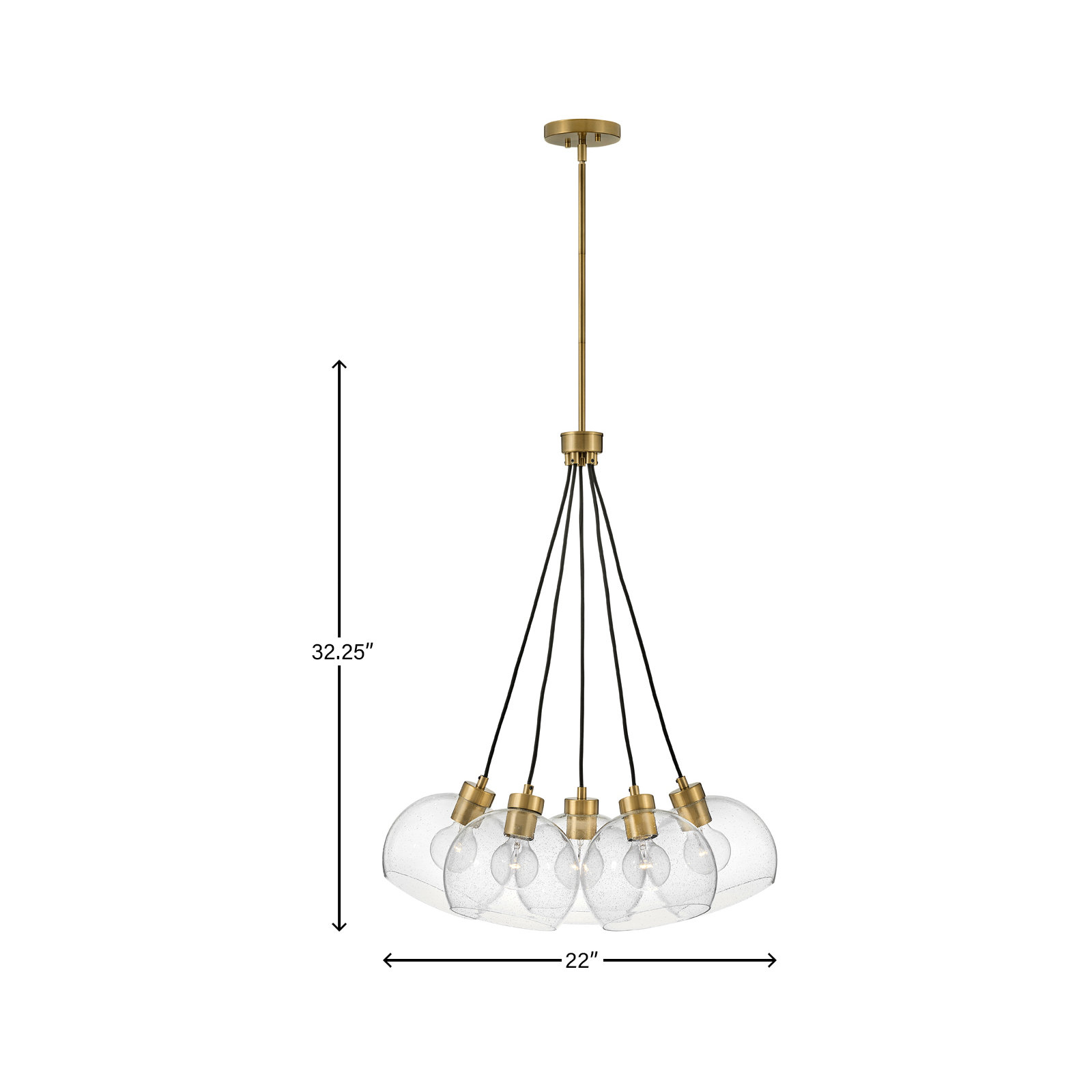 5 Light Glass Steel Dimmable Pendant