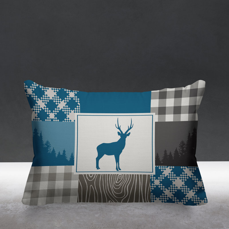 Coussin intérieur / extérieur Range Trees Cabin, 19 po x 19 po, Turquoise, Carré