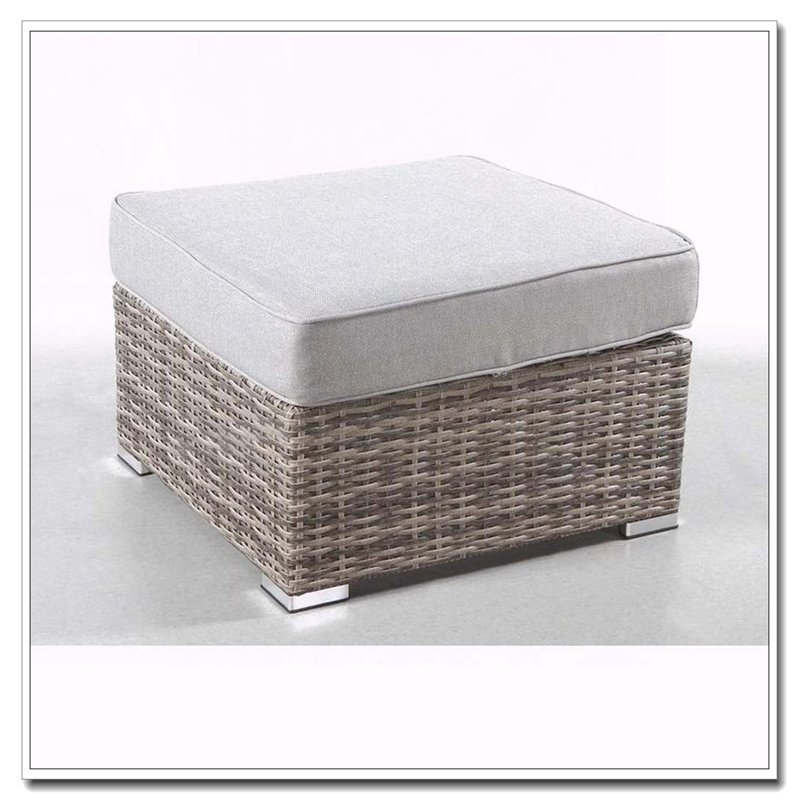 Repose-pieds d'extérieur avec coussin entièrement assemblé, Gris