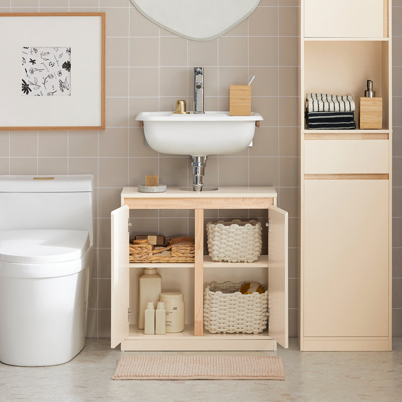 Manteno 60cm Single Bathroom Vanity Base Only in Beige, Beige