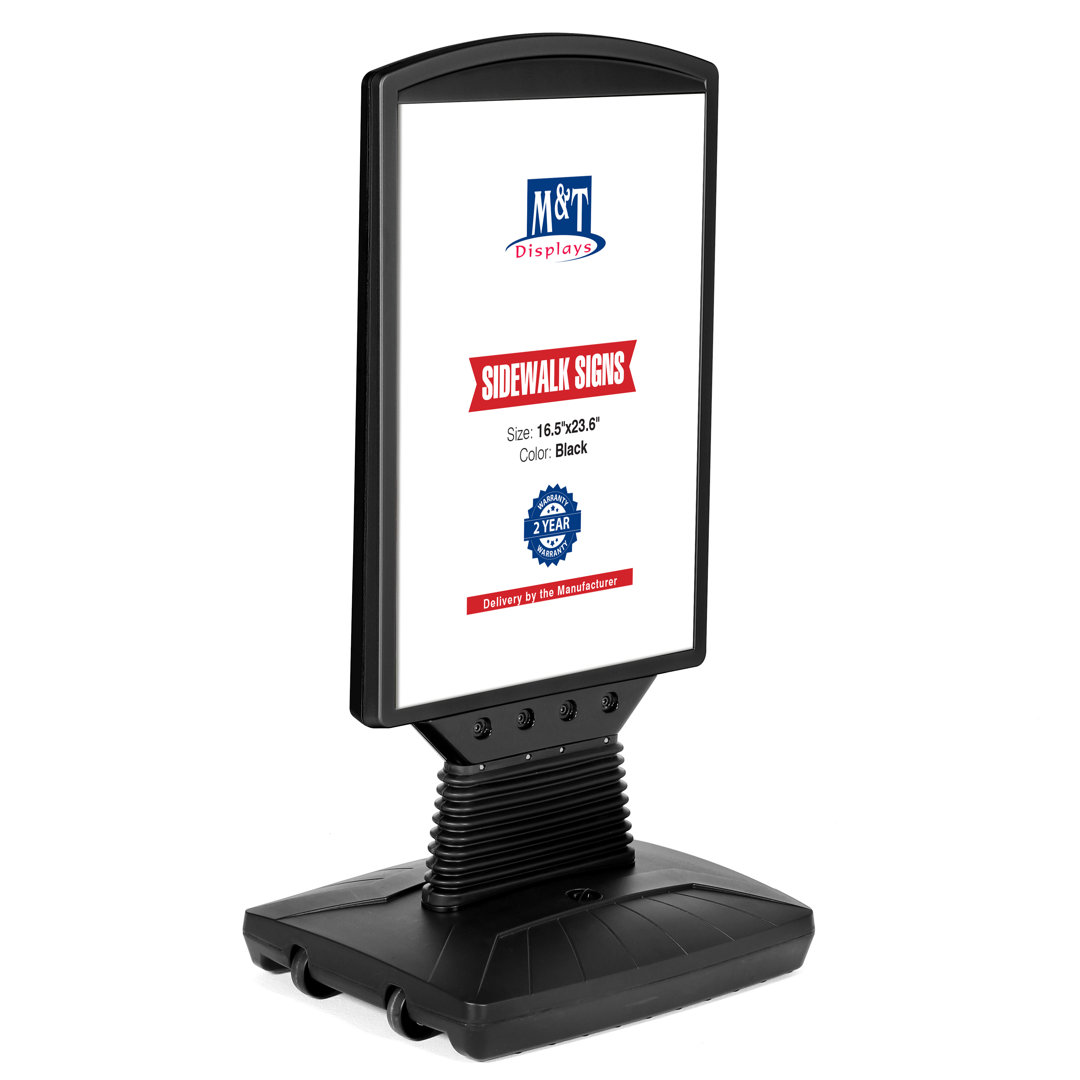 M&t Displays Master Sign Flex Board, Black 16.54x23.62 Inch Double Sided Pavement Sidewalk Sign Advertisement Display Poster Menu Holder Water Base Outdoor Heavy Duty Caster Wheels MT Displays