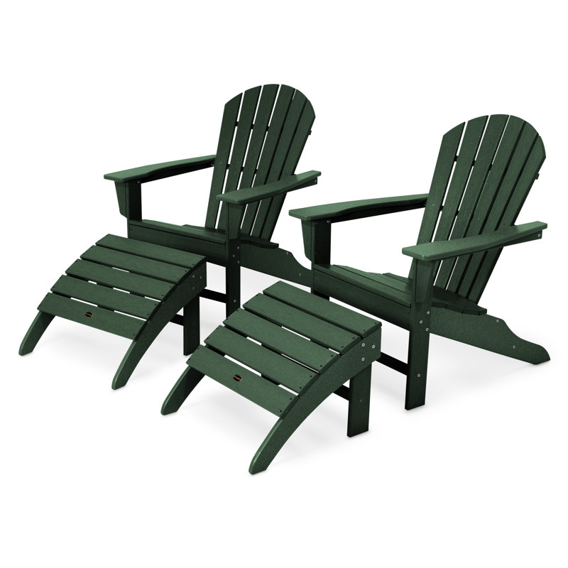 POLYWOOD South Beach 4-Piece Adirondack Set, Dark Green