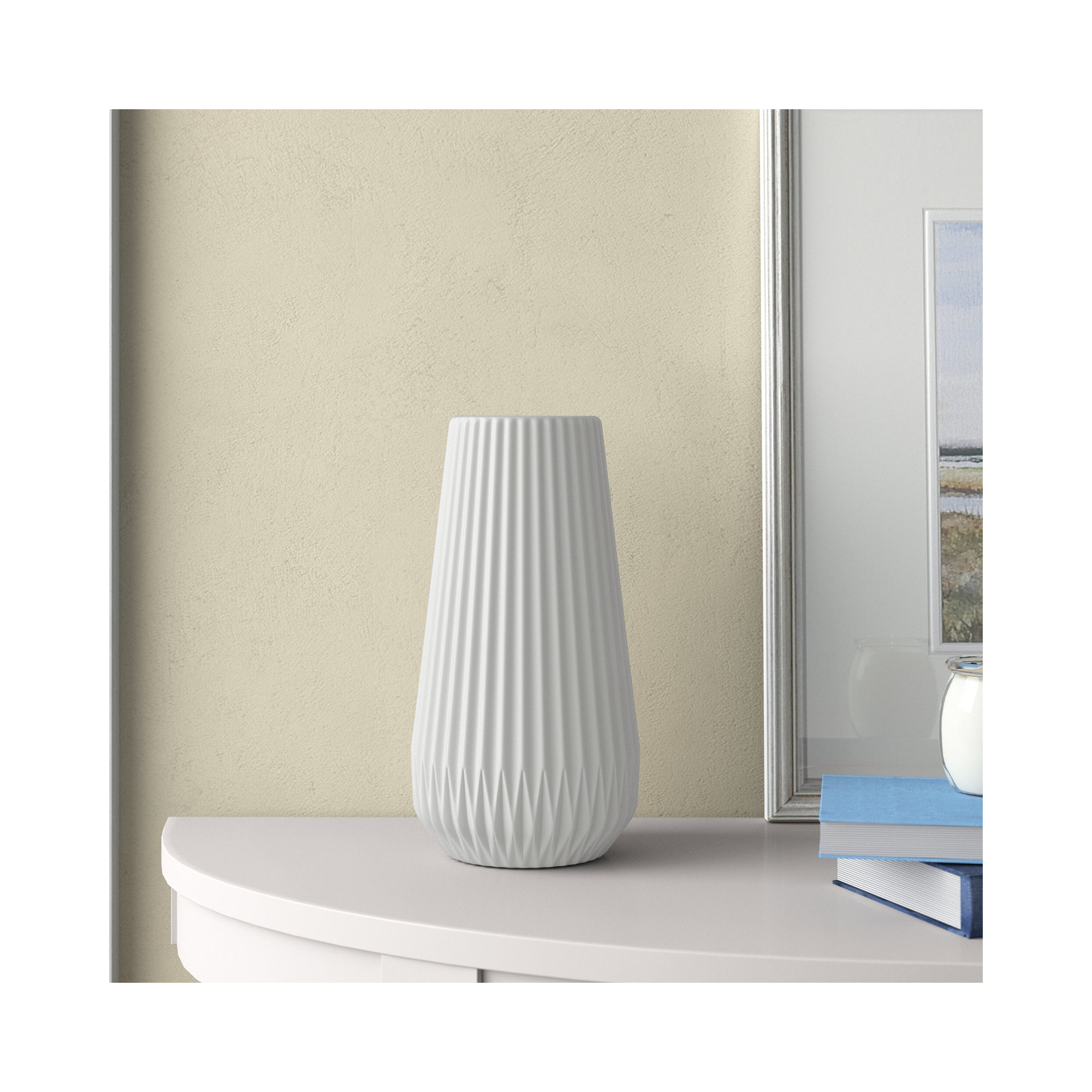 Laudine 11.5'' Stoneware Table Vase, White