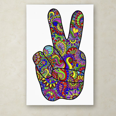 « psychédélique mehndi paix sign », impression sur toile tendue