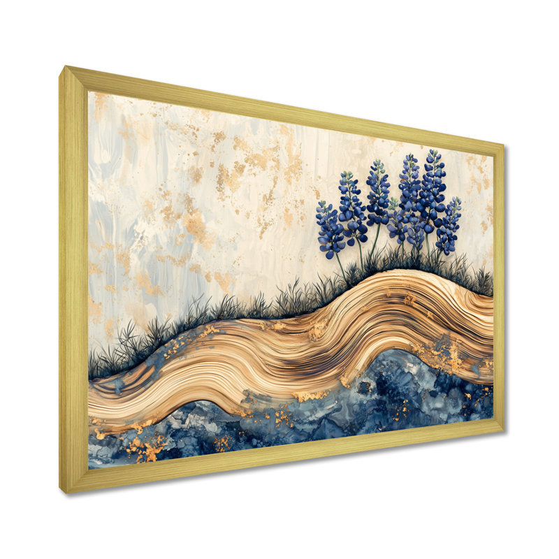 Jabiel - Floral Large Wall Art, H 16 po x l 32 po, Cadre simple, Doré