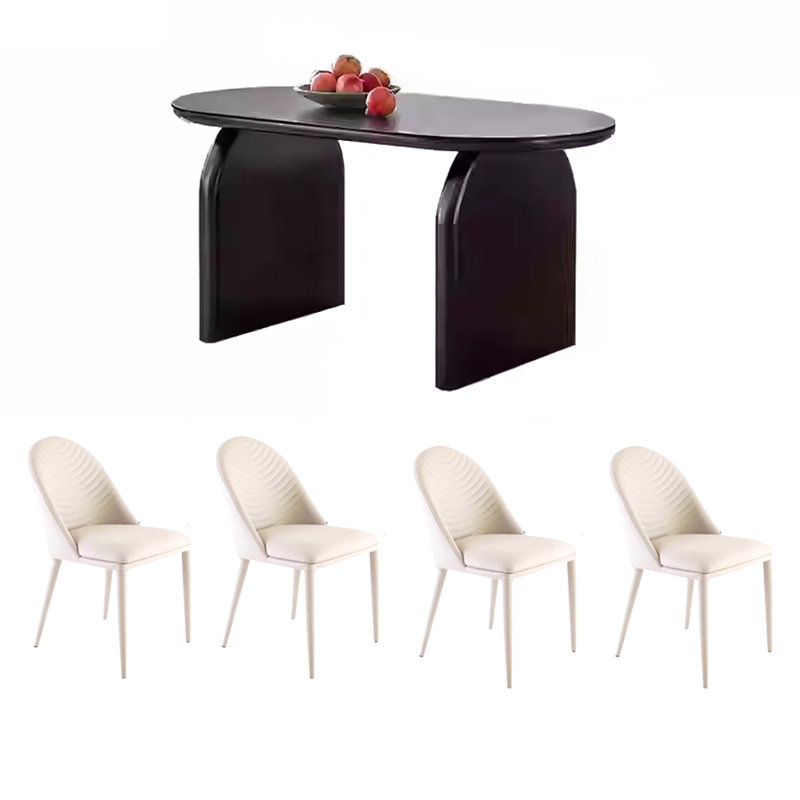 Table et chaise de salle à manger de style crème minimaliste