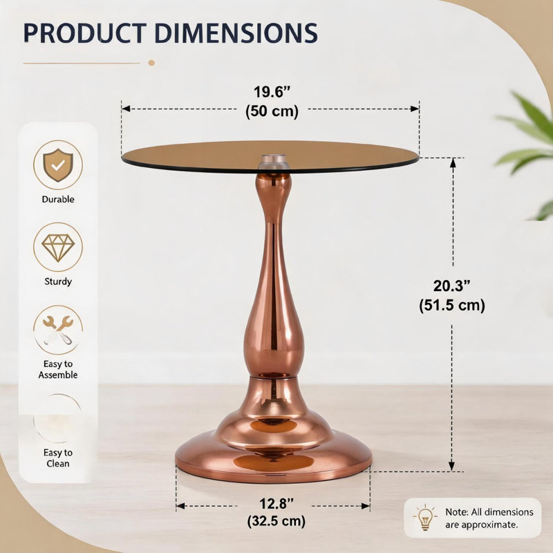 Table d'appoint Modern, Brun / or rose