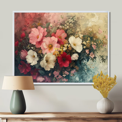 «Rose White Floral Fusion Plants - Petunias», reproduction d'art murale