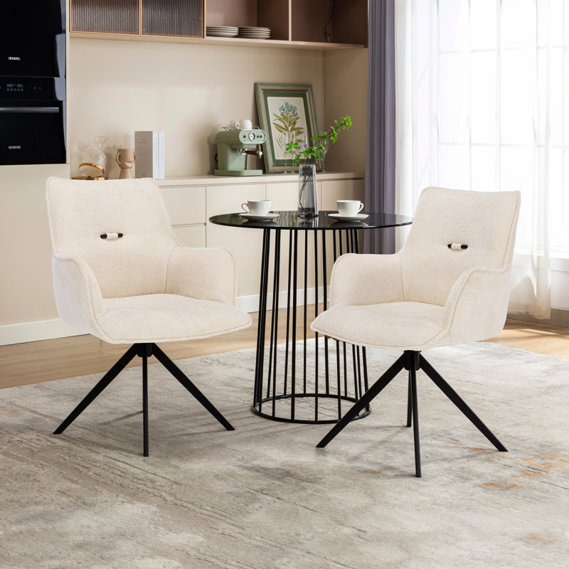 Fauteuil de salle à manger pivotant Modern, 2, Blanc