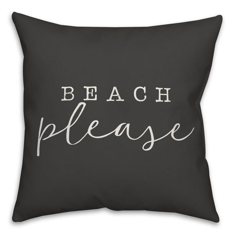 Textual Outdoor Throw Pillow, 20" H x 20" W, Black/White