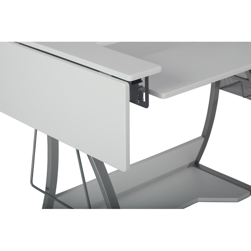 Silver and White Foldable Sewing Table with Mesh Drawers