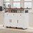 46.5" Farmhouse Kitchen Island Cart With Beaded Drape, Drop Leaf, Power Outlet, 3 Drawers & 3 Doors, White-363777646