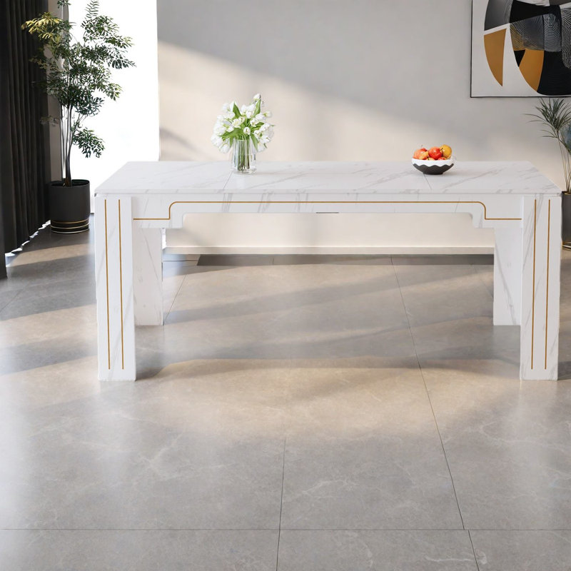 Spacious Dining Tables (table Only, No Chairs, Complete With Top And Legs), Mdf Faux Marble Modern Home Dining
