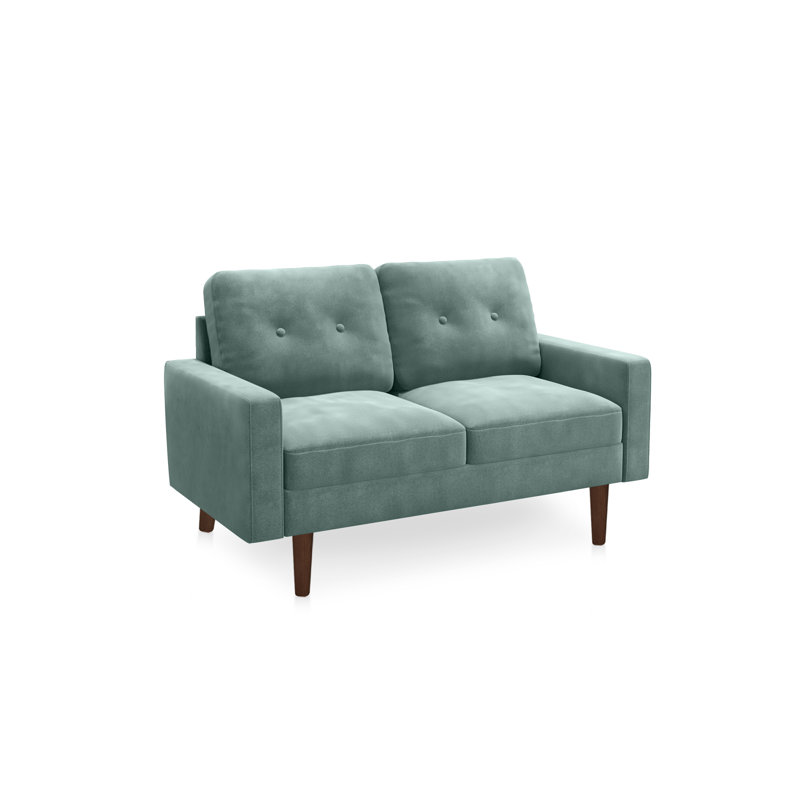 Madian 58'' Square Arm Loveseat, Aqua Turquoise Velvet, 32.7" H x 58" W x 30" D