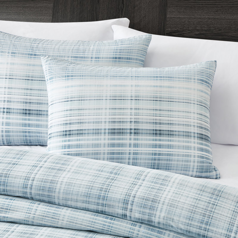 Ensemble de housse de couette Pascal, Bleu, Housse de couette pour grand lit et 2 taies décor
