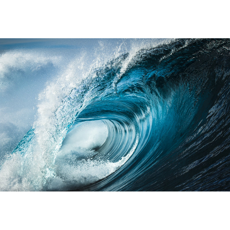Powerful Teal Blue Wave by Philip Thurston - Wrapped Canvas Print, 51cm H x 76cm W