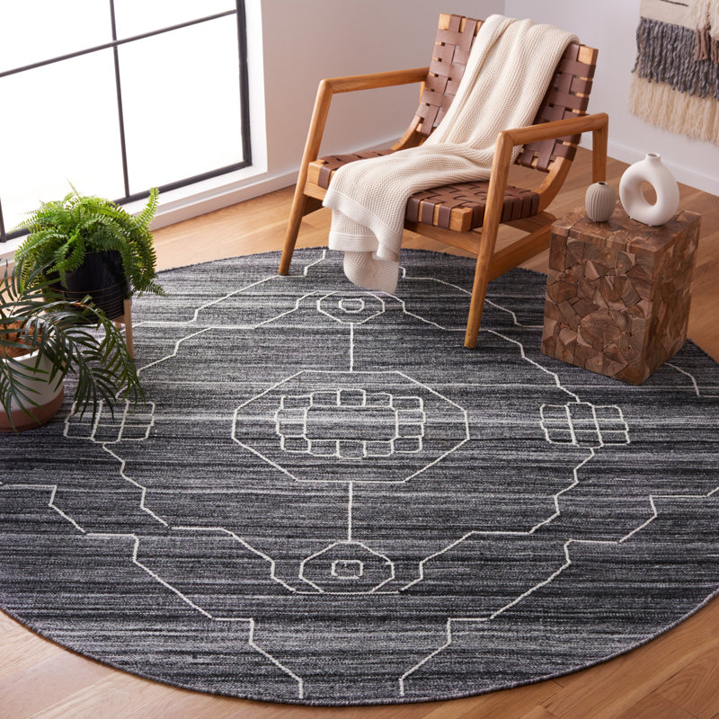 Tapis en polypropylène à tissage plat Ameliyah, Rond 7 pi