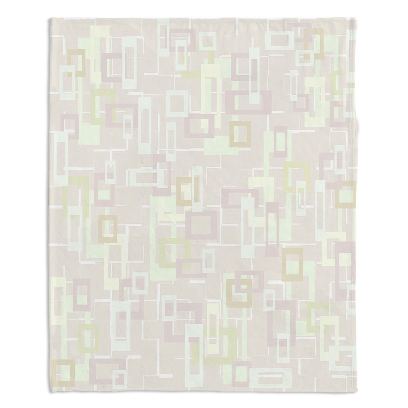 Jeté Mod Squares Creams, l 68 po x L 80 po, Blanc/Crème