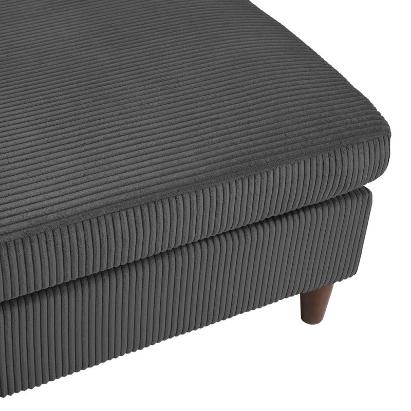 Mordecai 97Cm Wide Square Footstool Ottoman, Grey