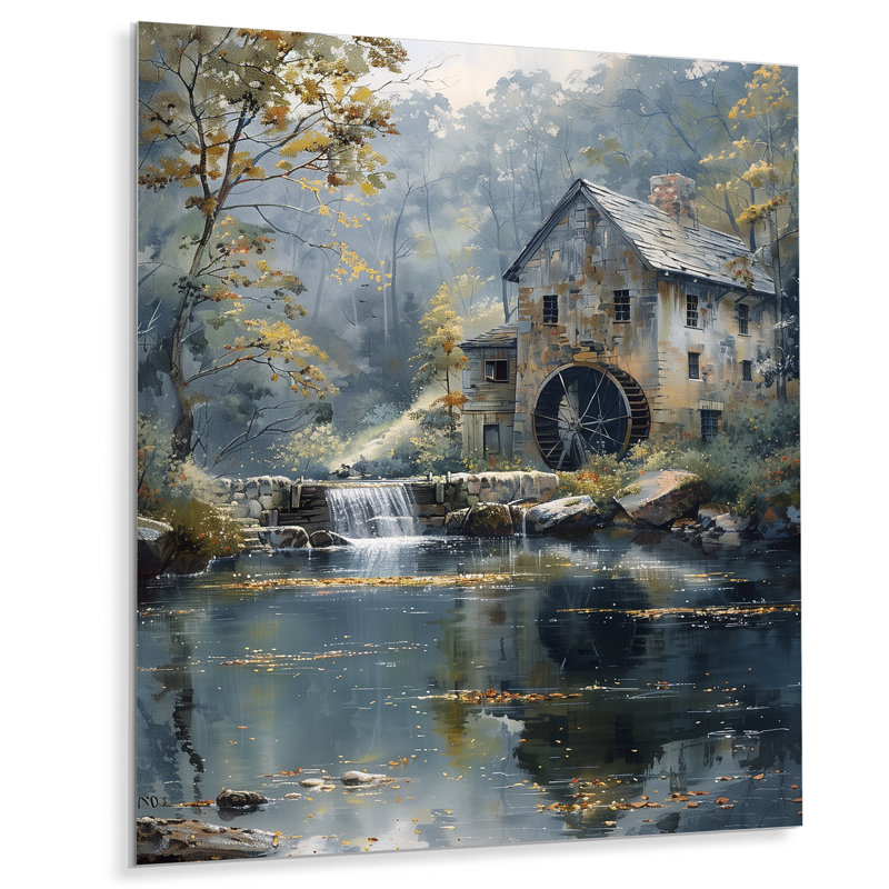 Décoration murale moulin vert vert été, Sans cadre, métal, H 12 po x l 20 po