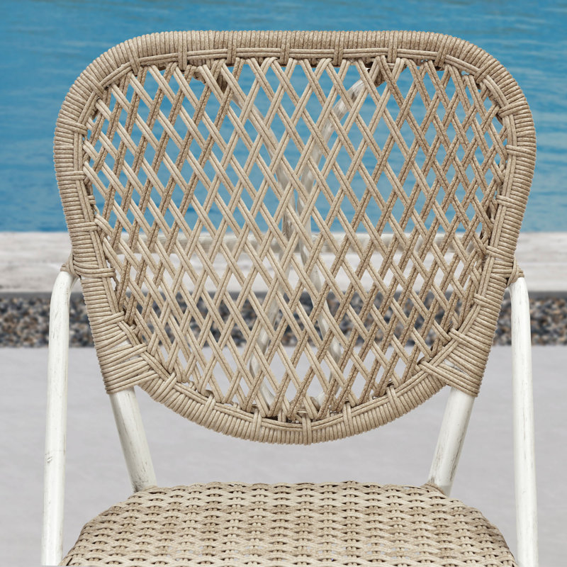 Tabouret de bar d'extérieur Alfanette 29,53, Blanc / brun