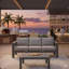 2 Pieces Outdoor Patio Set, All-Weather 75” 3-Seat Metal Patio Sofa Couch With Thick Beige Cushions, Khaki Frame And 43” Coffee Table-741143108