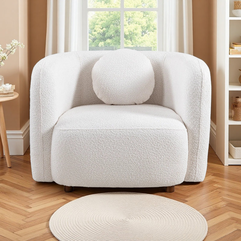 Fauteuil demi-tonneau moderne confortable de 39 po de largeur, siège d'appoint à profondeur d'assise de 28 po avec structure en bois massif