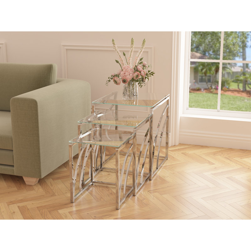 Darneisha Glass Top Nesting Tables