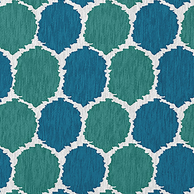 Tapis géométrique en chenille tissé à la machine en bleu, Rectangle 2 pi x 3 pi