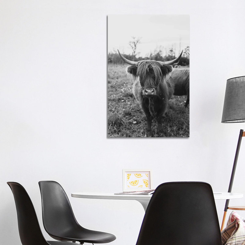 The Curious Cow Black And White by Chelsea Victoria - Wrapped Canvas Gallery-Wrapped Canvas Giclée