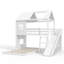 Lit superposé simple au-dessus d'une chambre double avec glissade, échelle, tablettes de rangement et garde-robe, lit superposé pour enfants en bois massif-134482844