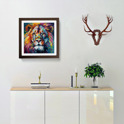Lion Fauvism No.1 - Single Picture Frame Print on Wood