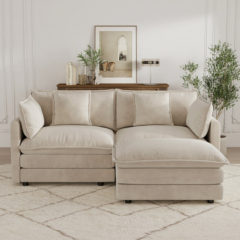 Canapés modulaires, canapé en L, canapé en chenille, pour le salon, Coffee Chenille, 33" H x 75.9" W x 57" D