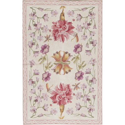 Hand-Knotted High-Quality Beige and Peach Area Rug