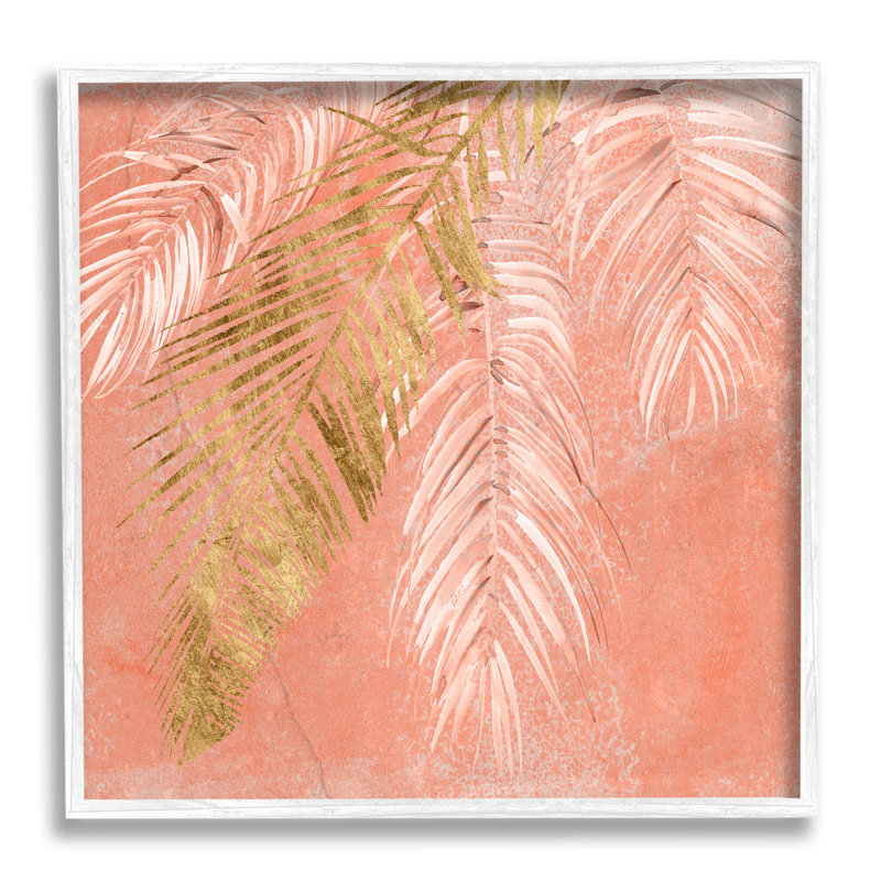 «Pink Palm Fronds», art texturé à giclée noire surdimensionnée, plante tropicale vieillie, par Jennifer Paxton Parker