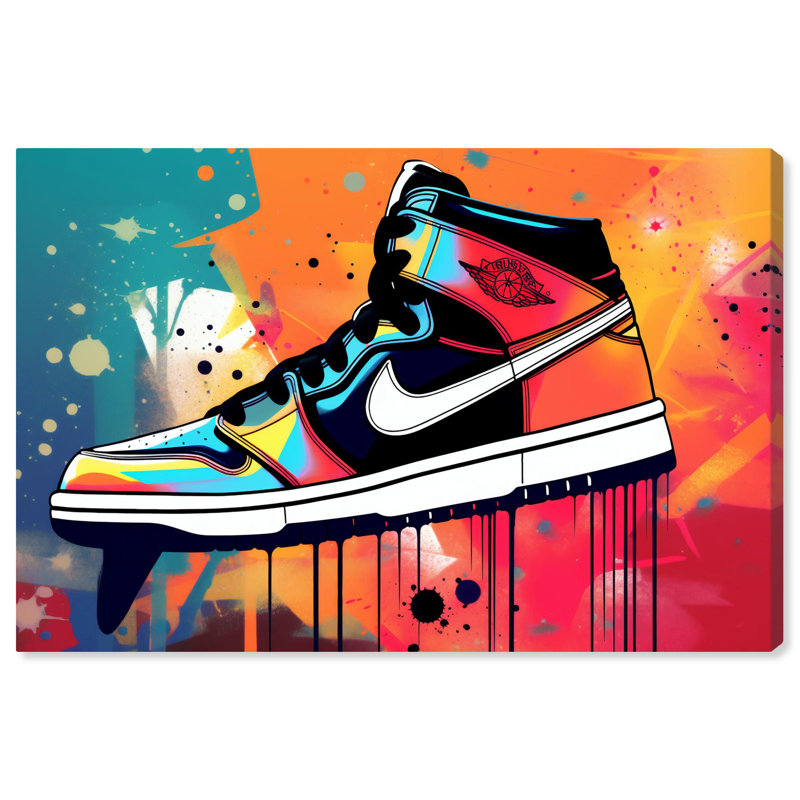 Colorful Splashes Sneaker Art Canvas Print, 30" x 20"