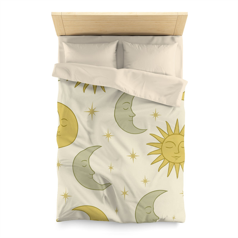 Microfiber Duvet Cover Boho Style, Design 53, Cream, Twin Duvet Cover