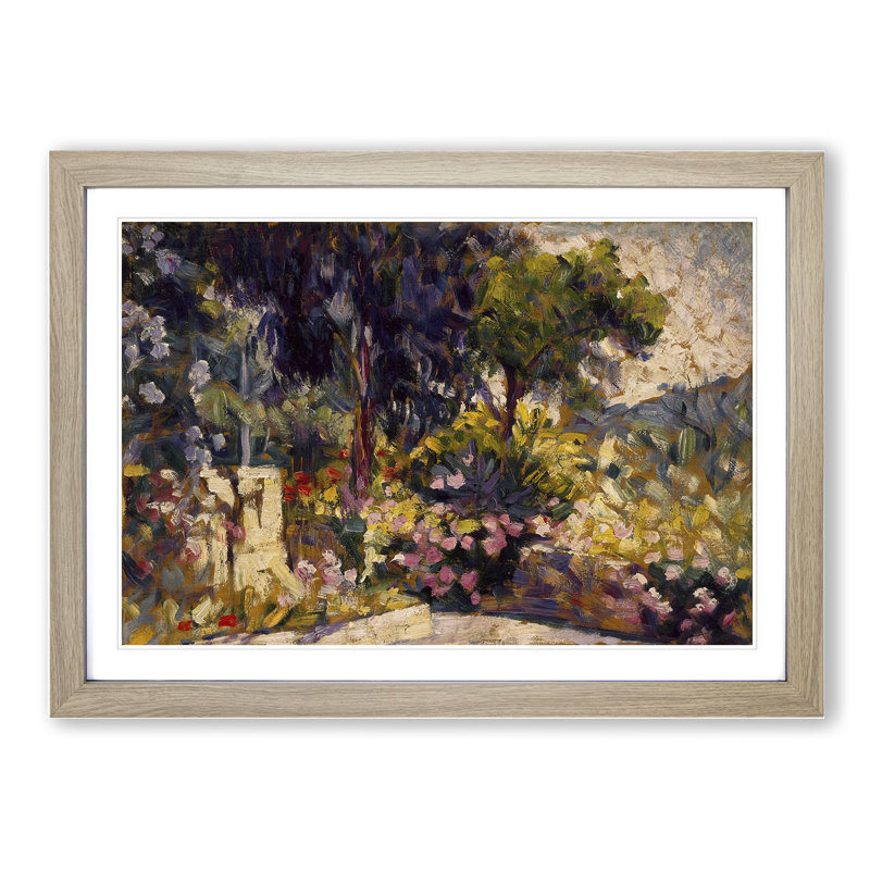 Flowered Terrace by Henri-Edmond Cross - Framed Print, 48cm H x 65cm W x 2cm D, Oak Framed