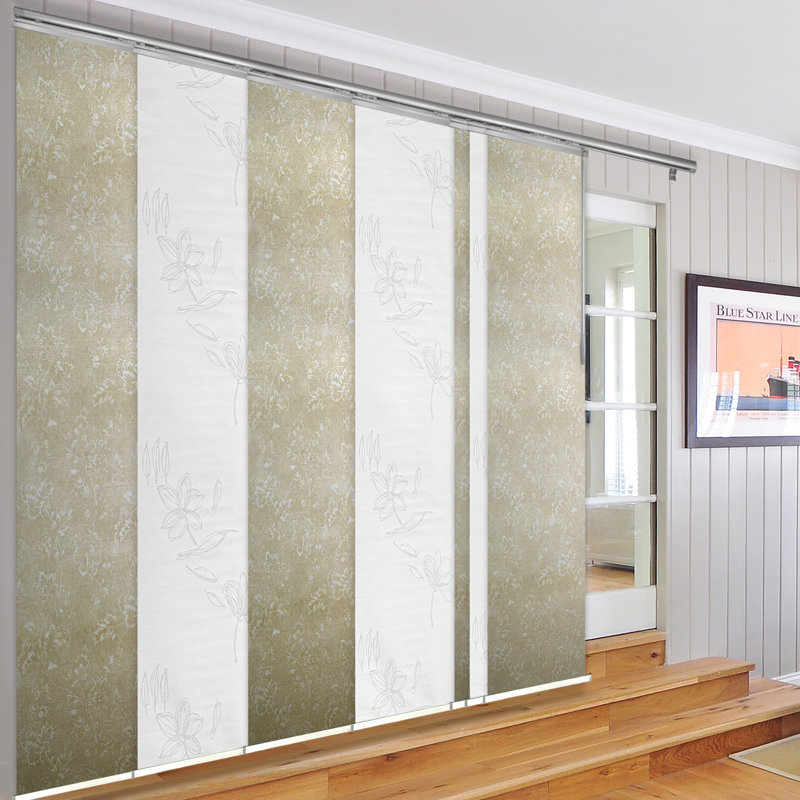 Rail de 7 panneaux simples extensibles l 110 po -153 po x H 94 po, largeur de panneau 23,5 po, Lotus, Amaryllis, Blanc