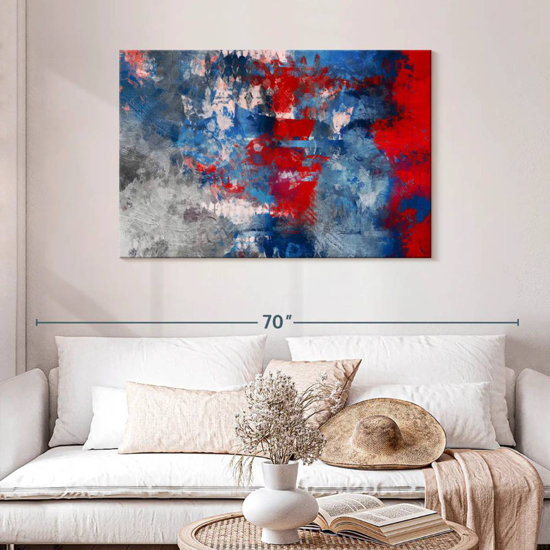 Avery, rouge, bleu, gris et abstrait, H 30 po x l 45 po