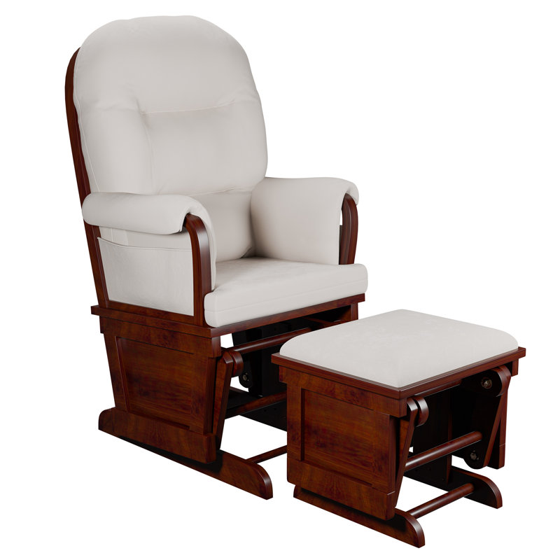Fauteuil coulissant avec repose-pieds en microfibre beige