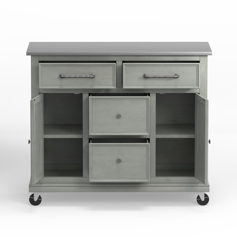 Chariot de cuisine Andilynn, Acier Inoxydable, Gris antique