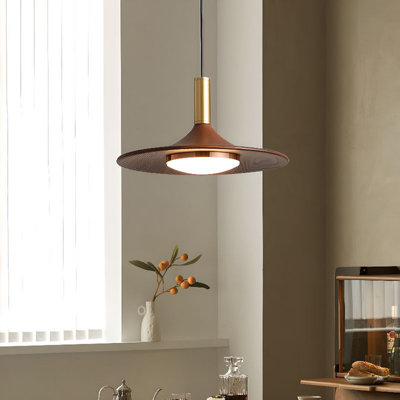 Mid-Century Modern Wood Printed Led Pendant Light