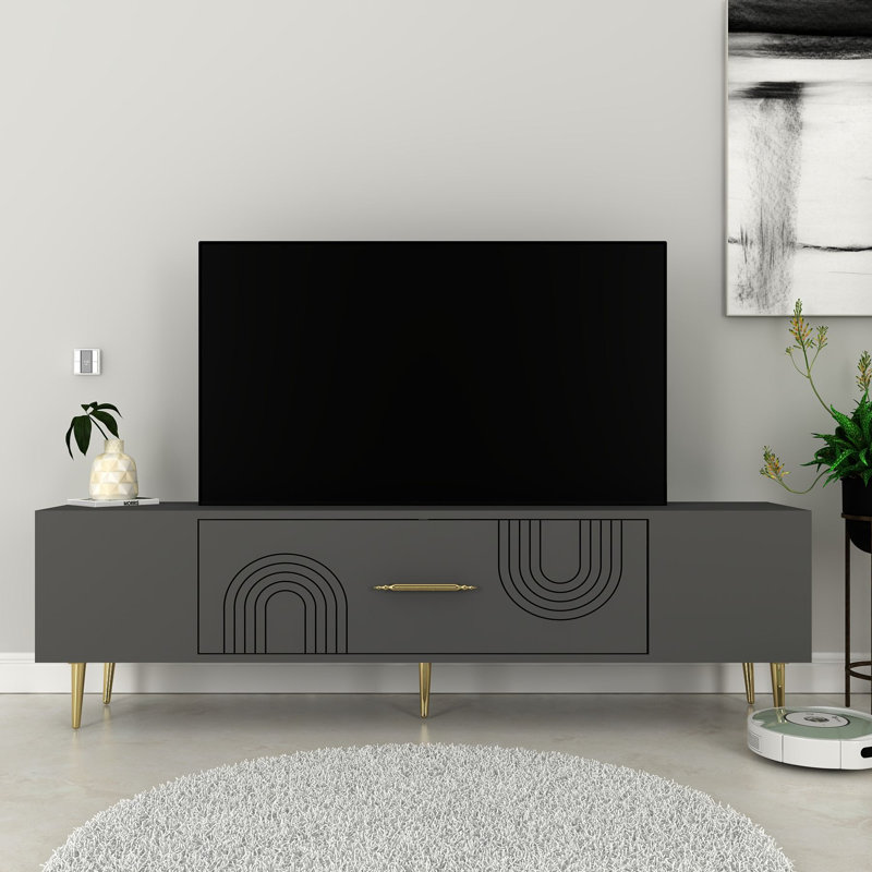 Meuble télé Catena, Gris/doré
