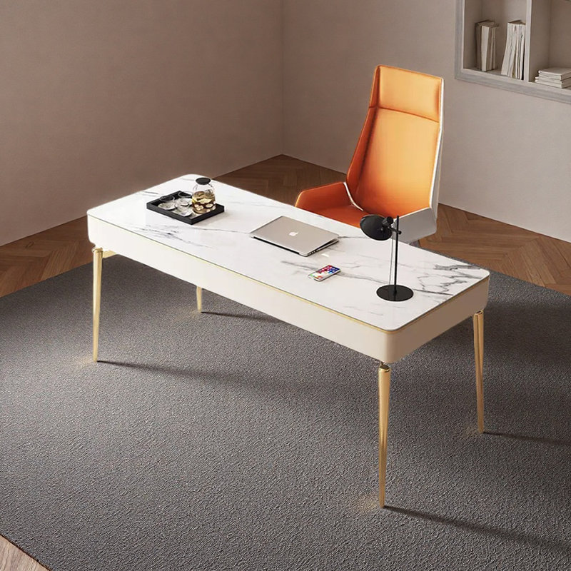 Bureau sécuritaire et réfléchi, Blanc, H 29,92 po x l 62,99 po x P 23,62 po