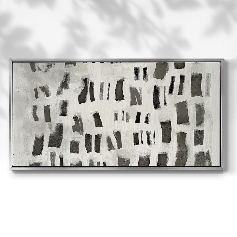 Série abstraite - DLV - Toile tendue avec châssis encadré - Prêt à être accroché, Argent argent, H 21 po x l 41 po