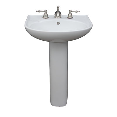 Lavabo de salle de bain piédestal en porcelaine vitreuse avec trop-plein Cynthia