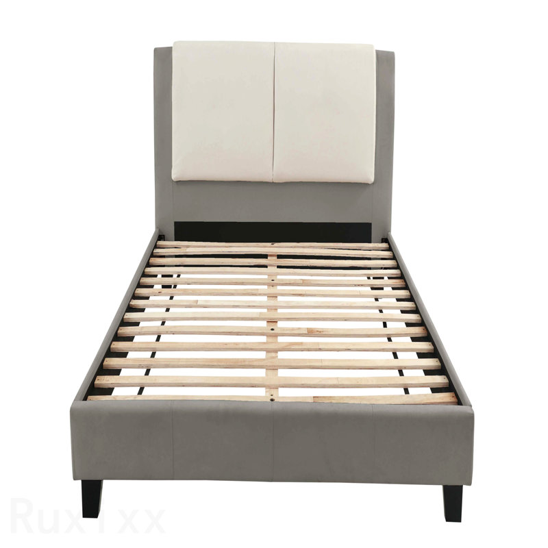 Ensemble de lit double style contemporain en similicuir rembourré avec pieds en plastique et lit plateforme, Full