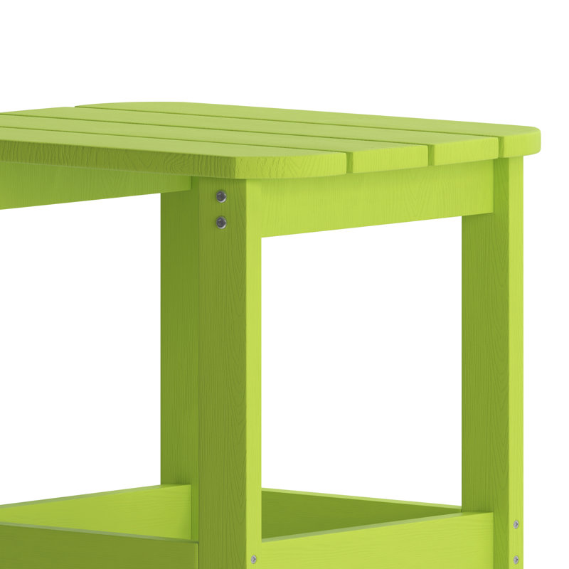 All-Weather Poly Resin Wood Adirondack Side Table, Lime