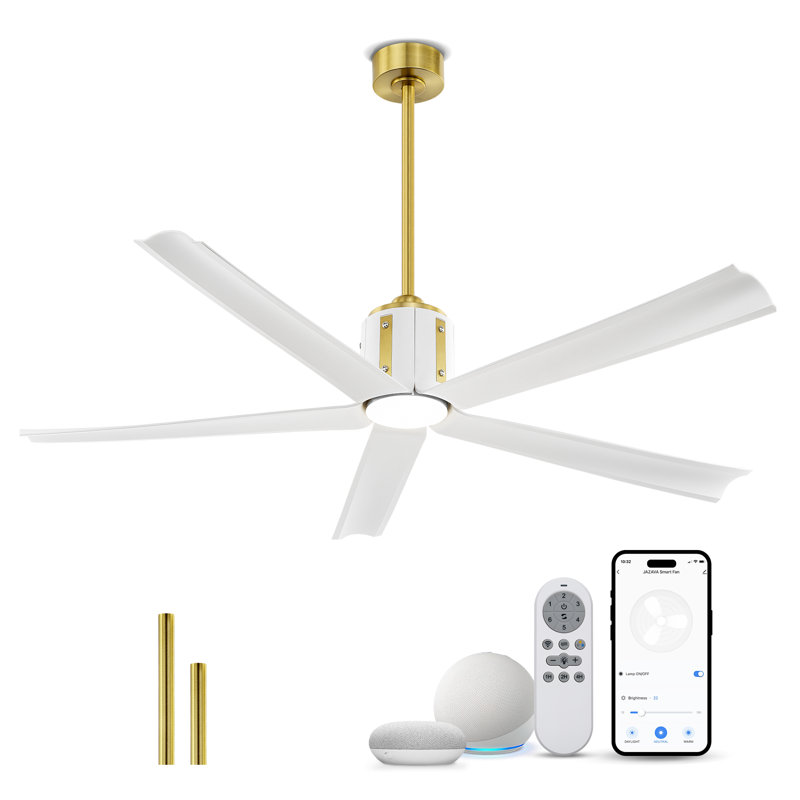 Ventilateur de plafond 60 W 18 W avec lumières DEL, 5 pales avec Alexa Smart Control, télécommande et application, Doré